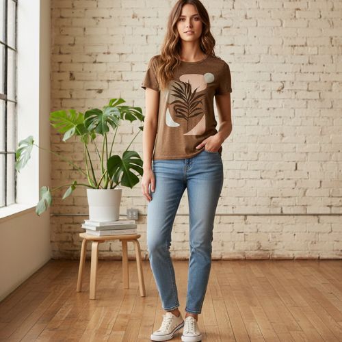 Camiseta Feminina Estampada com Abertura nas Costas e Detalhe de Tiras Malwee em Oferta na Shopee