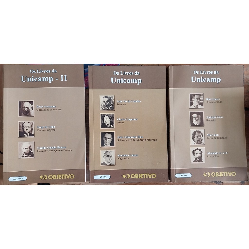 LIVRO, KIT(3), VESTIBULAR, OBJETIVO, UNICAMP, 1. LIVROS DA UNICAMP(2), 2. LIVROS DA UNICAMP - II