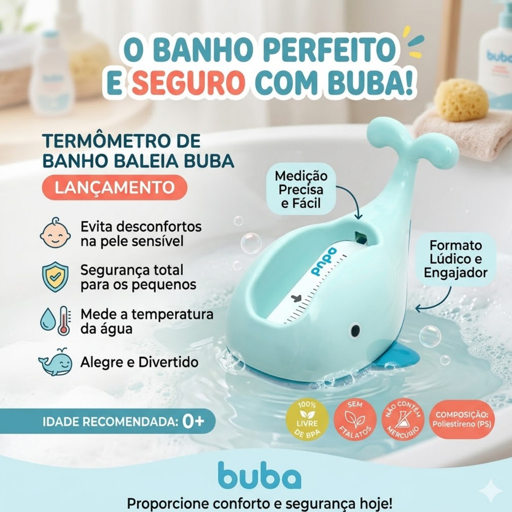 Termômetro De banho Baleia buba lançamento