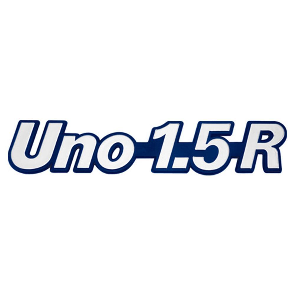 Emblema Uno 1.5R do Porta Malas Uno 1.5R 1987 a 1988 Fundo Azul