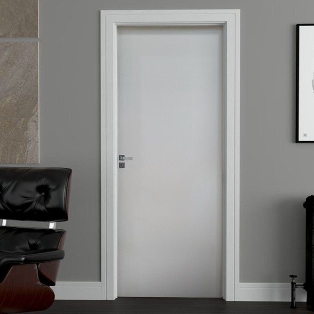 Kit Porta de Madeira 210x82cm Batente 7,5cm Lisa Primer Uniportas Abertura Esquerda Esquerda