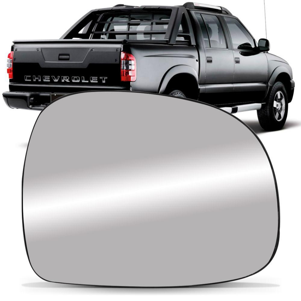 Lente do Retrovisor S10 Blazer 1995 a 2011 Silverado 1997 a 2001 com Base Metagal Lado Direito (Passageiro)