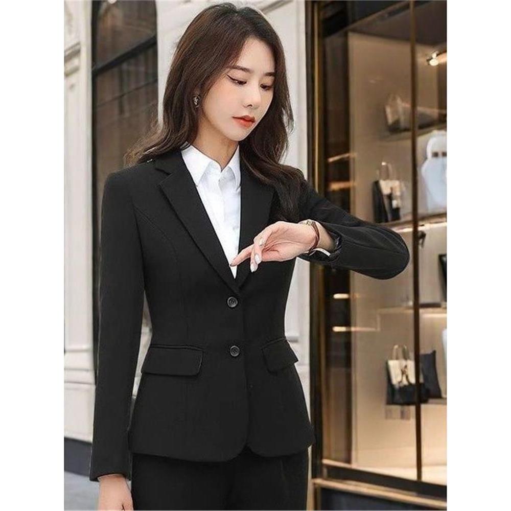 Primavera outono preto blazer senhoras blazer fino-ajuste mais magro olhar profissional wear feminino estudante universi