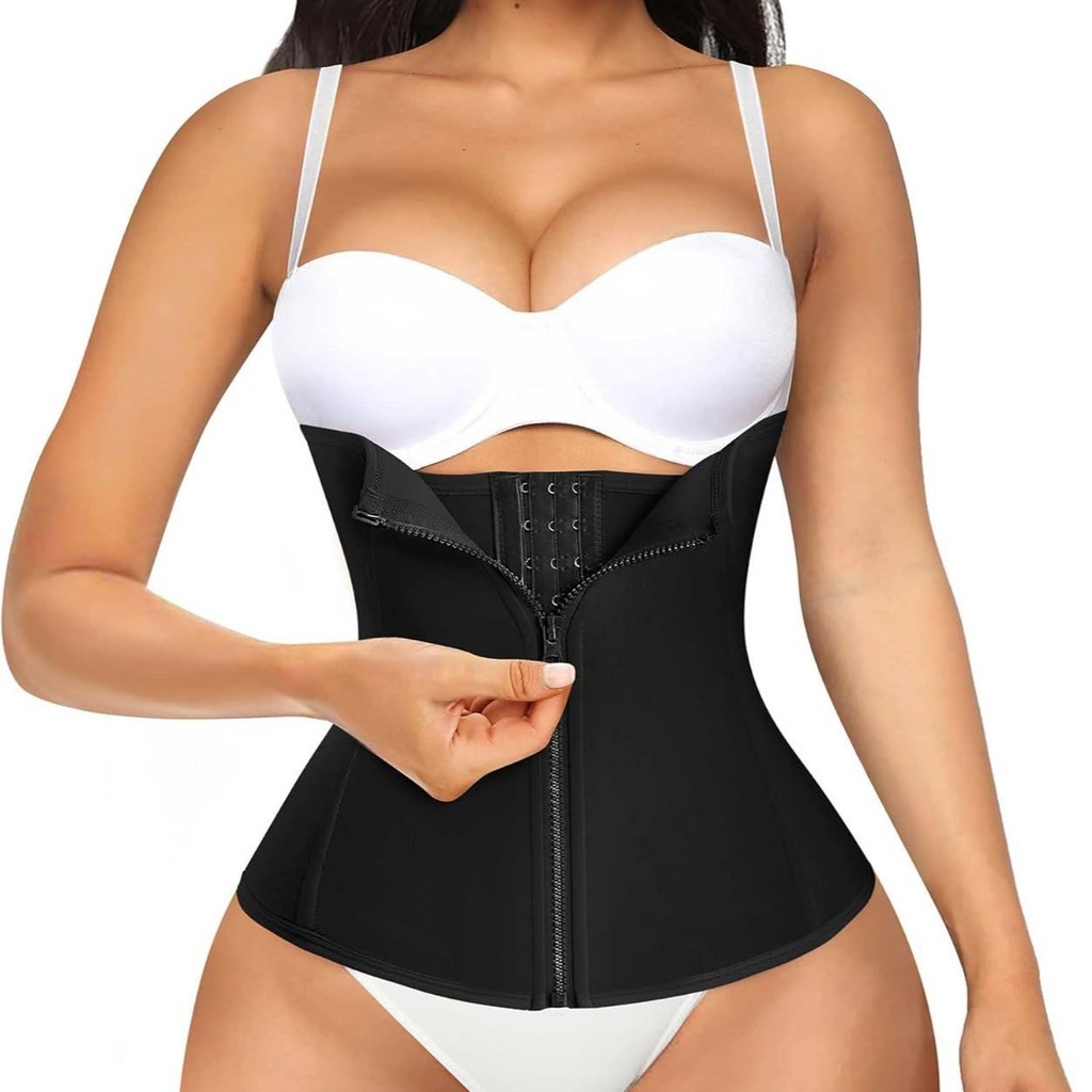 Cinta Modeladora com Ziper e Colchetes Reforçado Waist Trainer Esportivo Protetor de Coluna Academia Premium