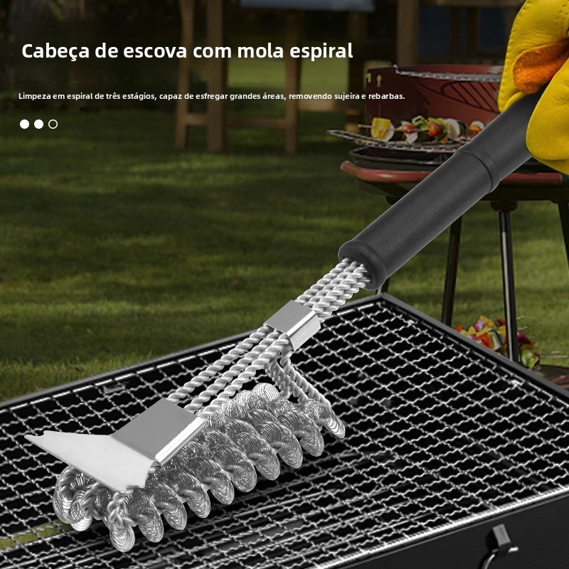 Escova de Aço Inoxidável Limpeza Cozinha Remove Sujeira Panela Churrasqueira Grelha Ferramenta de Limpeza