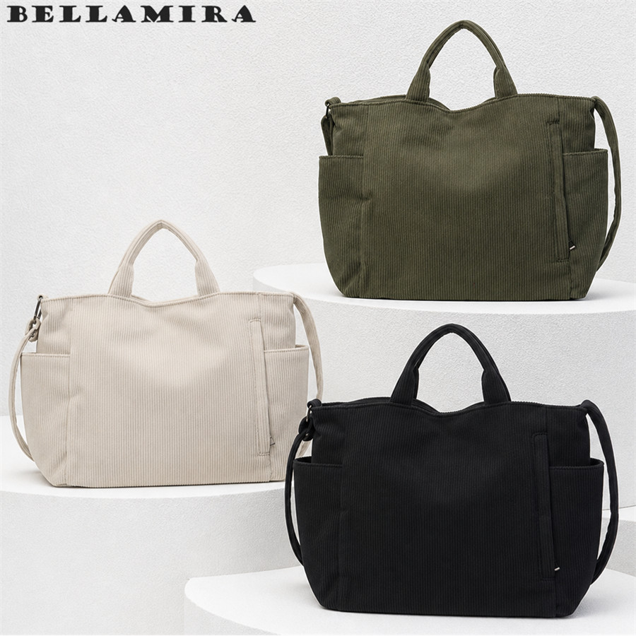 Bolsa De Veludo Cotelê Feminina De Grande Capacidade Bolsa De Ombro Simples Bolsa Transversal De Trabalho