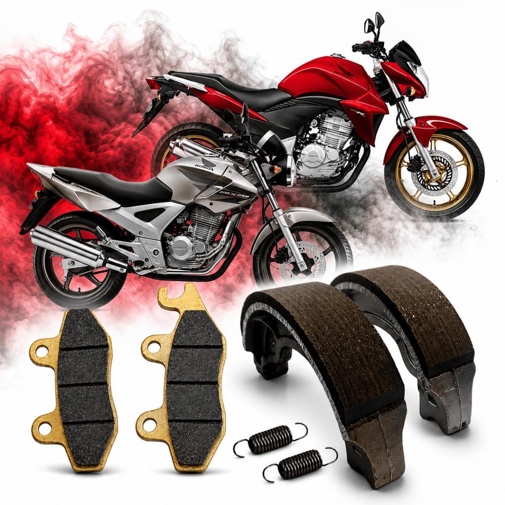 Kit Pastilha freio + Lona Traseira com mola Cbx250 Twister 2000 até 2008
