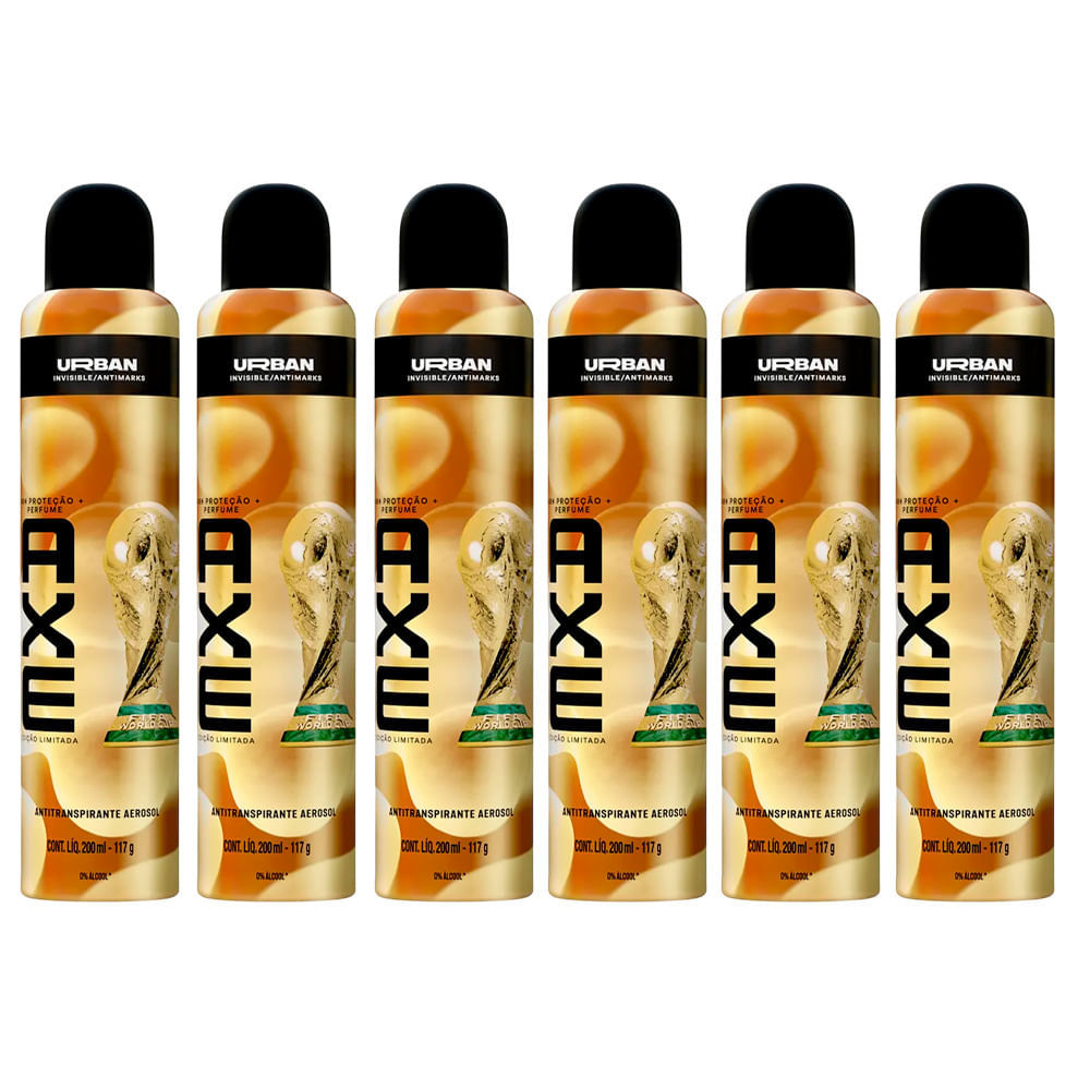 Kit Desodorante Antitranspirante Aerosol Axe Urban Invisible Edição Limitada 200ml - 6 Unidades