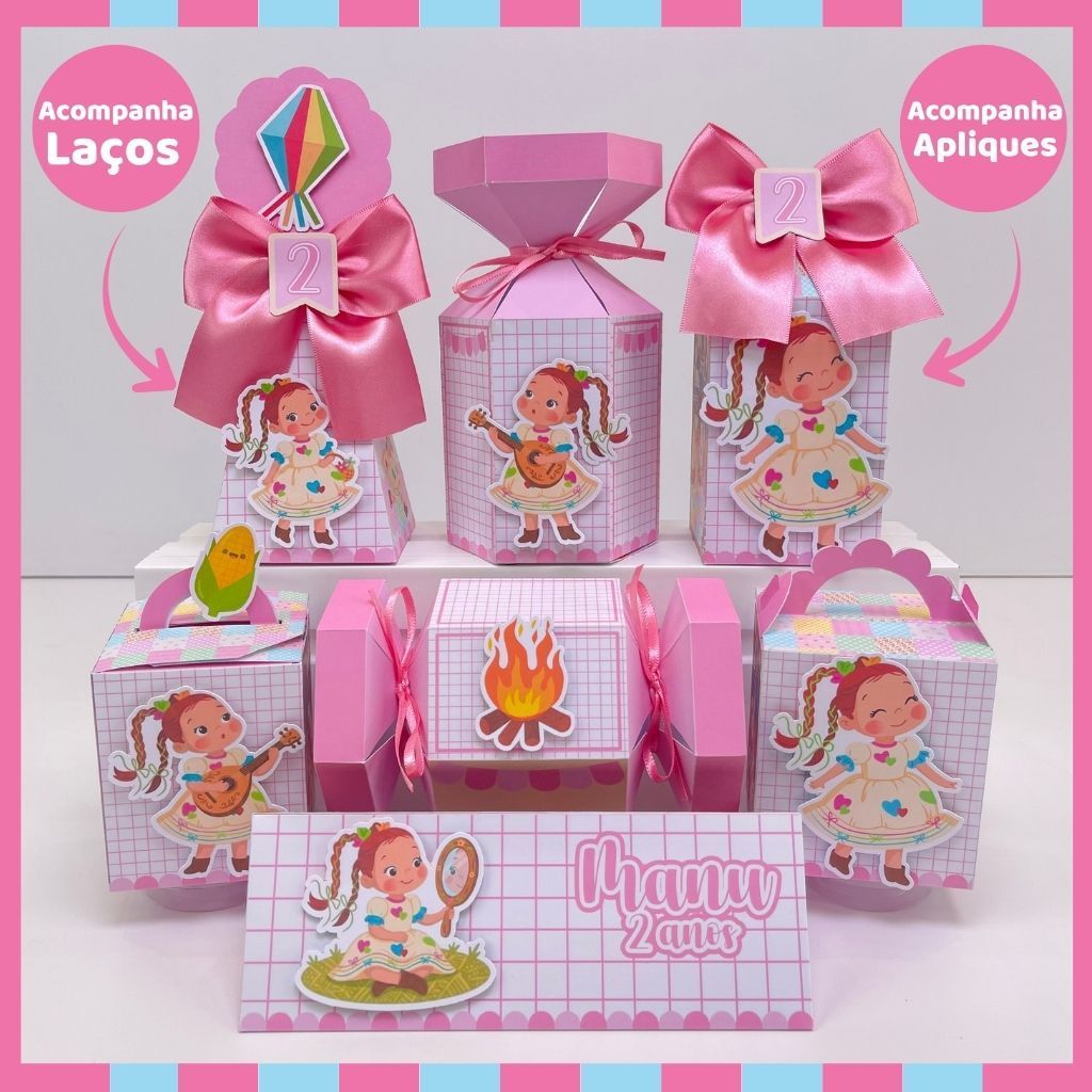 kit festa de aniversário Arraiá Festa Junina Menina lembrancinha personalizada