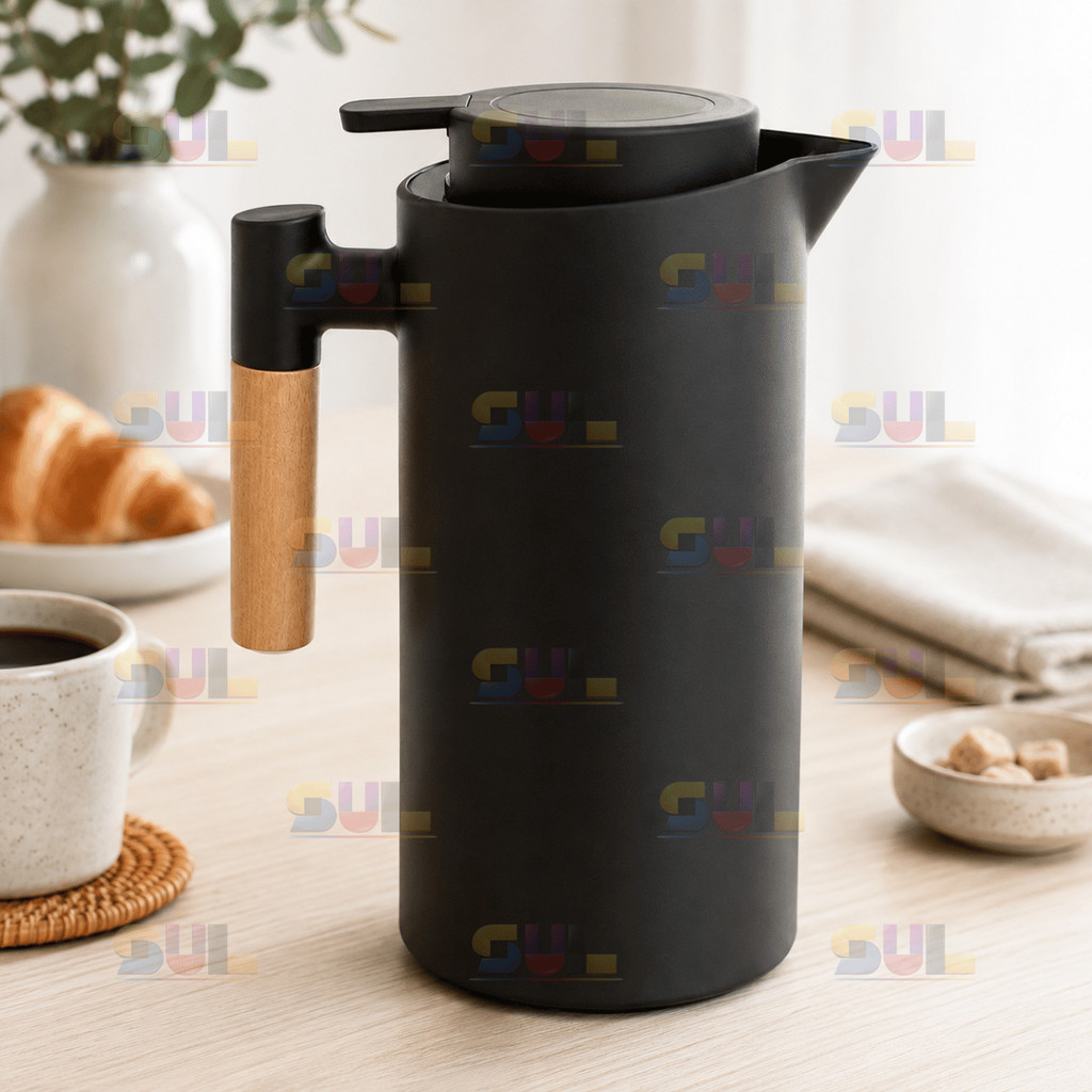 Garrafa Termica Nordica TOQUIO LISA 1 LITRO Café Chá Cabo De Madeira Moderna