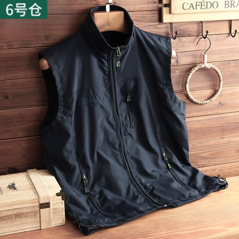 Primavera outono colete masculino fotografia lazer esportes estilo fino respirável colete gola alta conjunto ao ar livre