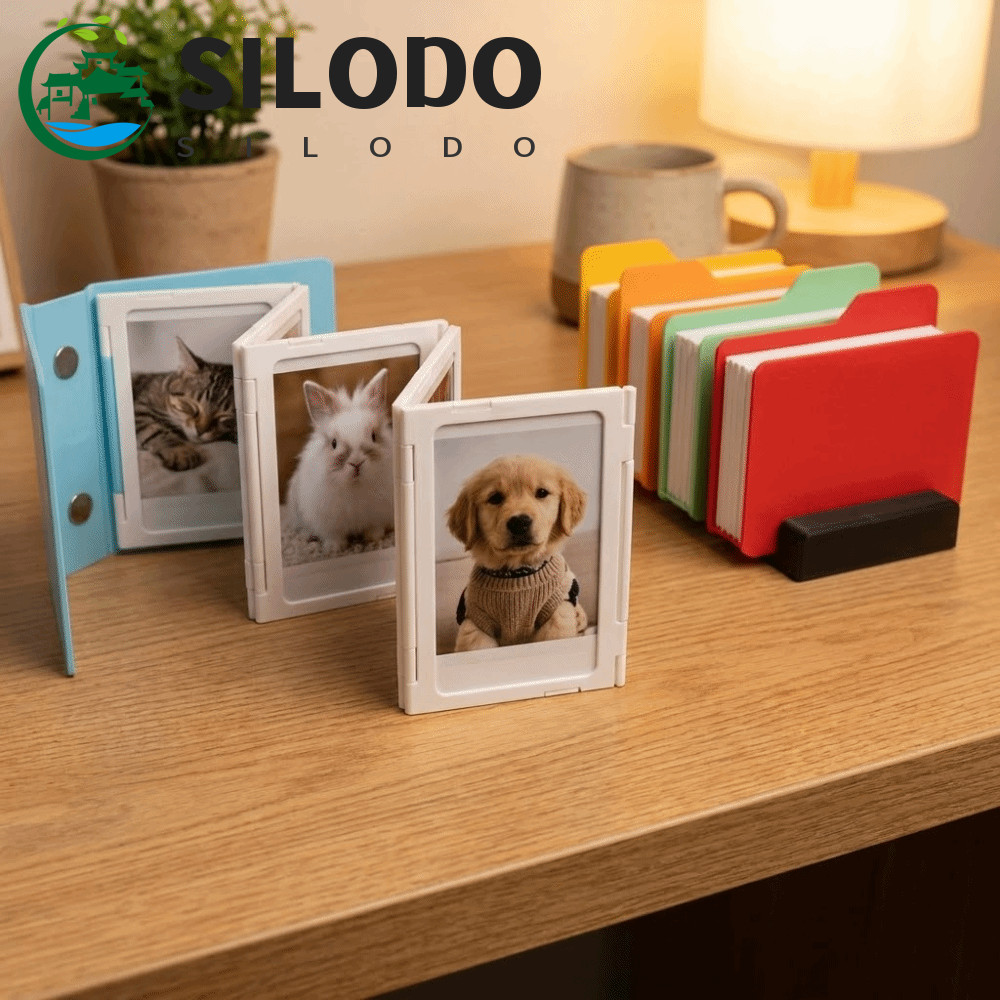 Moldura Dobrável SILODO , Álbum De Fotos De Plástico Simples , Mini Porta-Retratos Com Design De Dobradiça