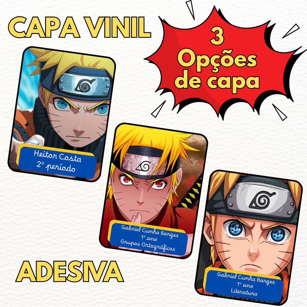 CAPA PERSONALIZADA VINIL  ADESIVA P/ CAD Naruto