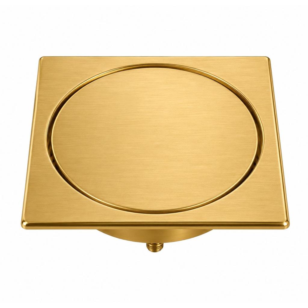 Ralo Quadrado Click 10x10cm Dourado Escovado