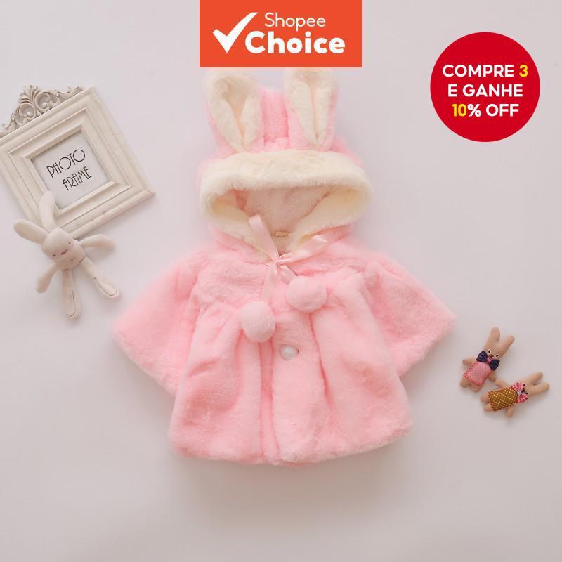 2025 Jaqueta De Lã Com Capuz De Manga Comprida Para Bebês Meninas Orelhas De Coelho Adoráv...
