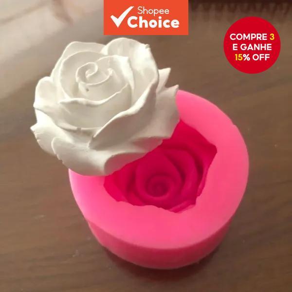 Molde De Silicone Fondant De Rosa Fofo Para Decoração De Cozimento De Chocolate De Bolo DIY em Oferta na Shopee
