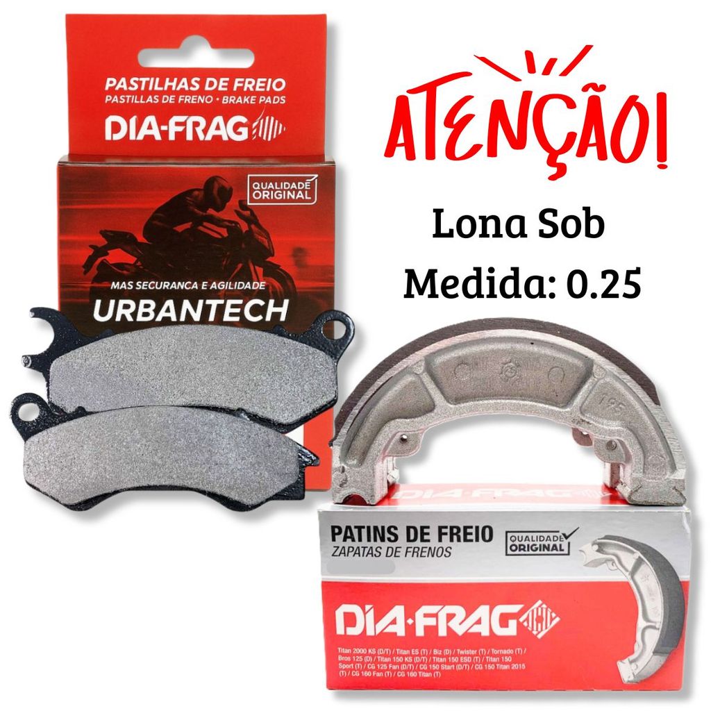 Kit Pastilhas + Lonas de Freio Pcx 150 2013-2018 Sob Medida 0.25 Diafrag