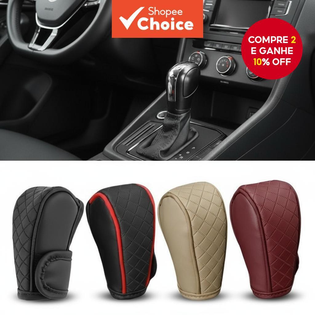  1Pc Capa de Alavanca de Câmbio em Couro PU Antiderrapante Universal para Acessórios Interiores de Carro