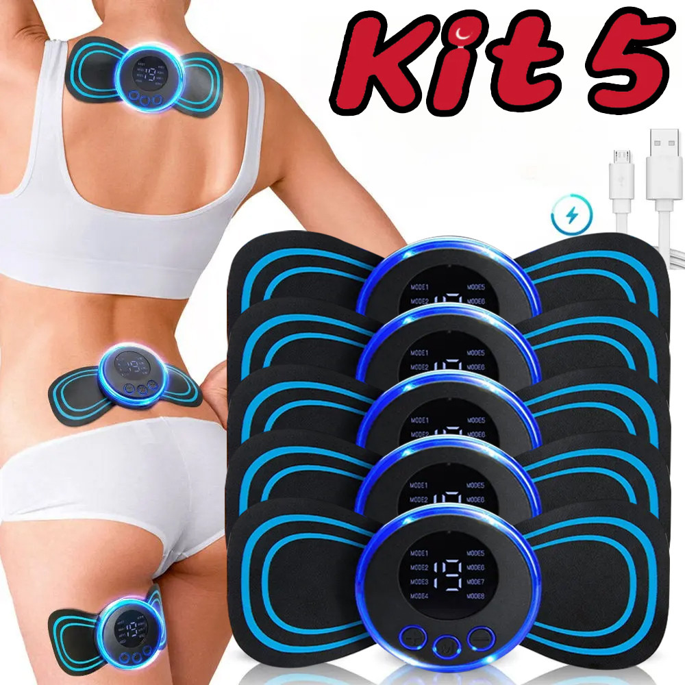 Kit 5 Massageador Elétrico EMS por Impulso – Estimulador Muscular para Pescoço, Lombar e Ombros