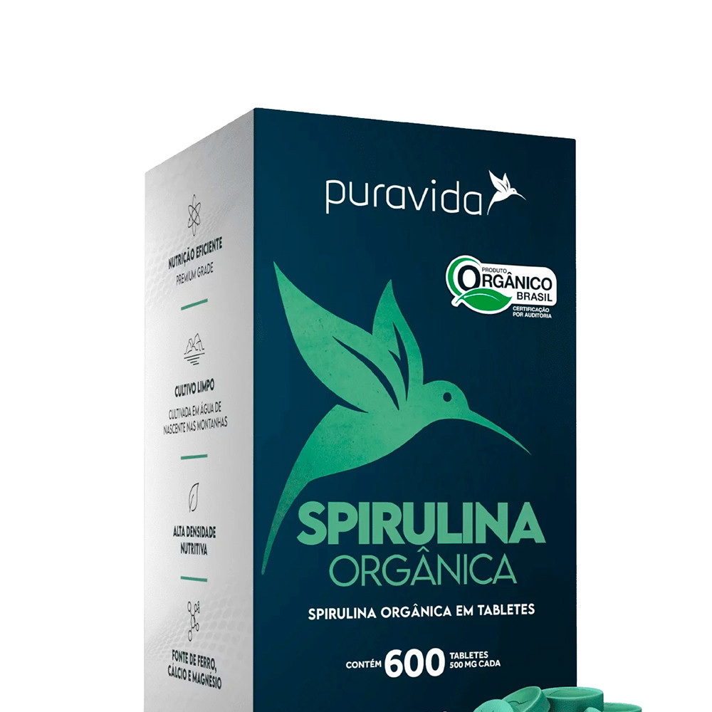 Spirulina Orgânica Puravida 600 Tabletes