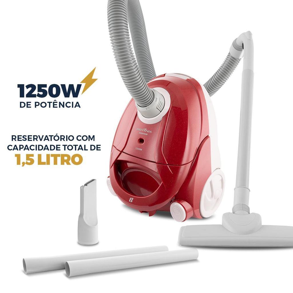 Detalhes do Aspirador de Pó Britânia 2 tubos prolongadores 1250W Bas1430