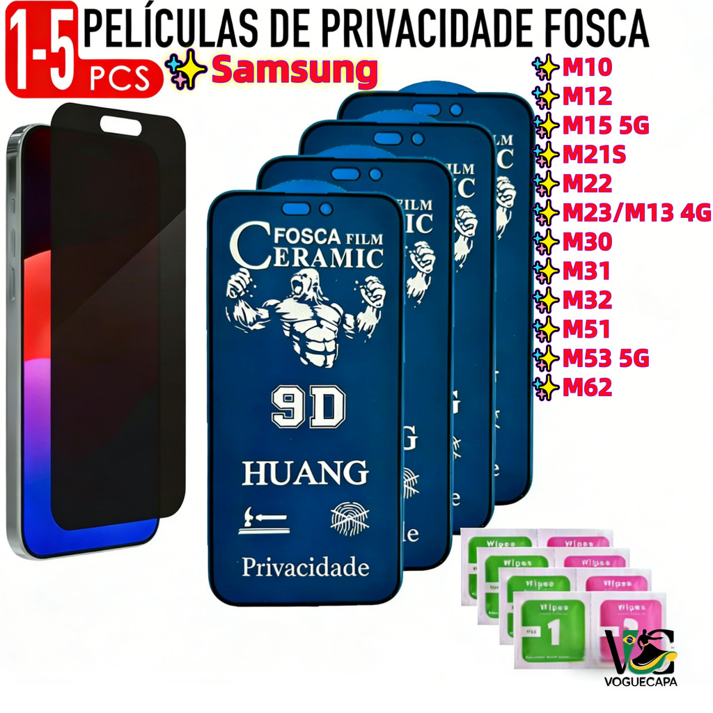 1-5Pcs Películas Privacidade Fosca Para Samsung Galaxy M53 M23 M31 M21S M15 M12 