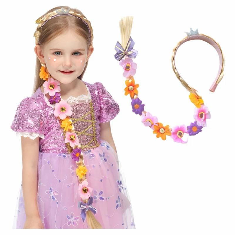 Tiara Florida cabelo Trança aplique flores com coroa Festa princesa Fantasia decoração