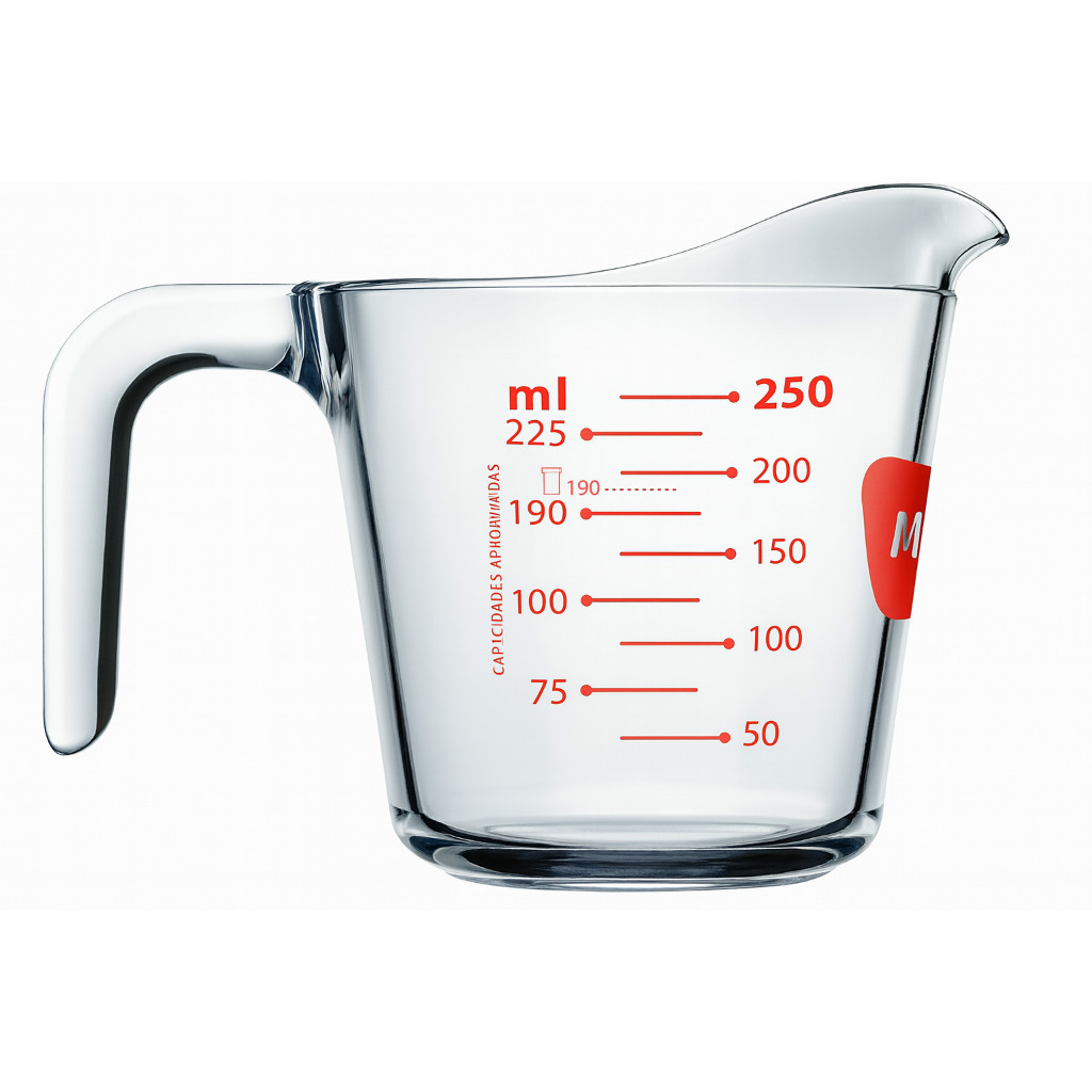 Jarra Medidora de Vidro Marinex 250ml 500ml – Resistente, Graduado e com Bico Dosador