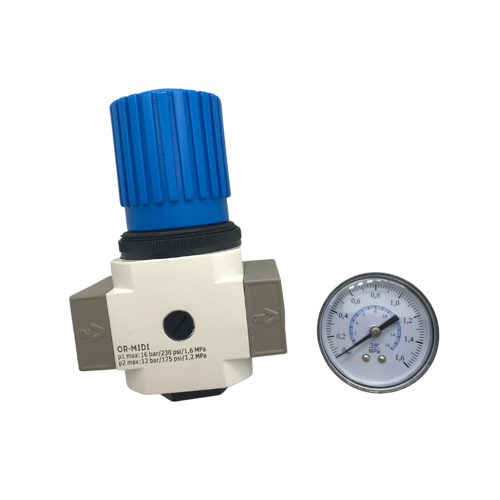 Regulador de Pressão Rosca 3/4 BSP Ar Comprimido Compressor 16 bar 240 psi Pneumático