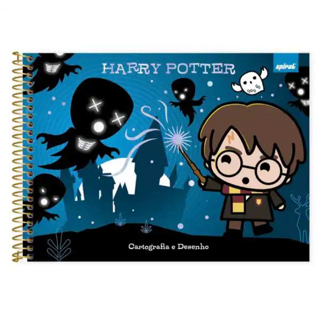 Caderno Cartografia Desenho Capa Dura 48 Folhas Harry Potter