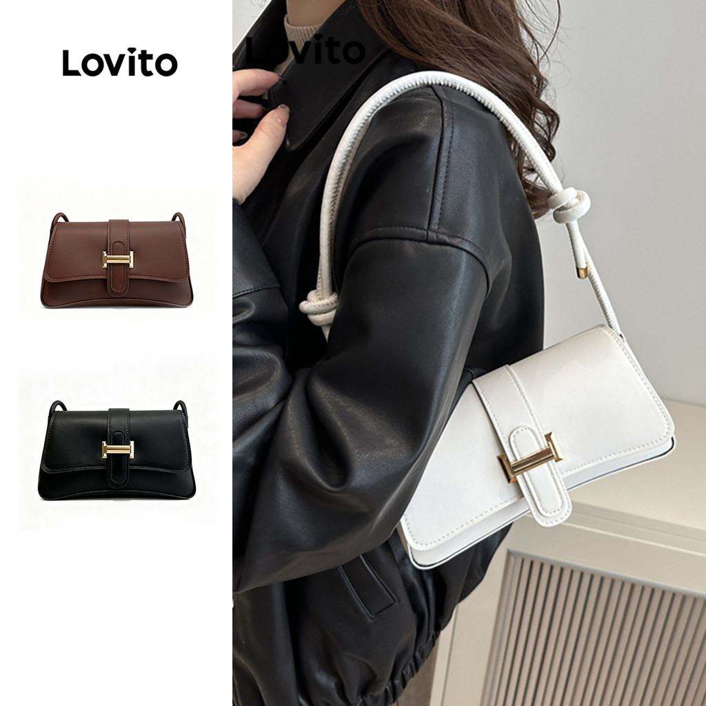 Lovito Casual Plain Popularidade bolsa de ombro para Mulheres LFA55014 em Oferta na Shopee