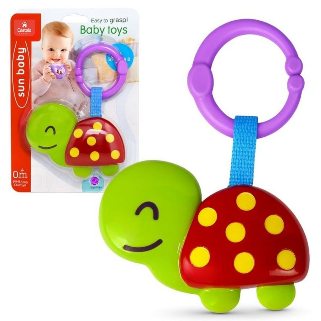 Chocalho Infantil Tartaruga Mordedor Bebe Livre BPA Castela em Oferta na Shopee