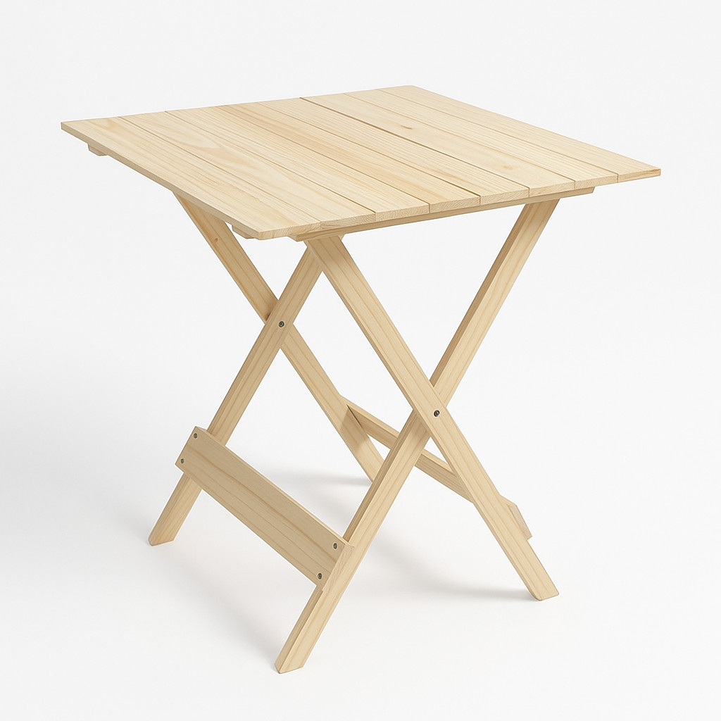 Mesa Dobrável 60x60 cm – Mesa Bistrô em Pinus | Sem Montagem, Ideal para Varanda