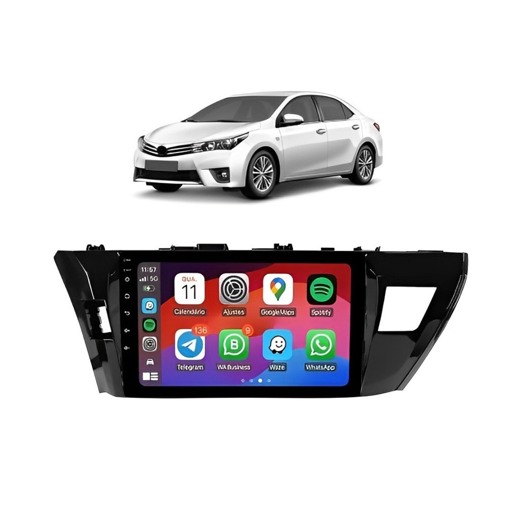 Kit Multimídia Corolla 2015 / 2017 Xei Altis 9 Pol Android Carplay Gps 2/32GB - Roadstar 915BR