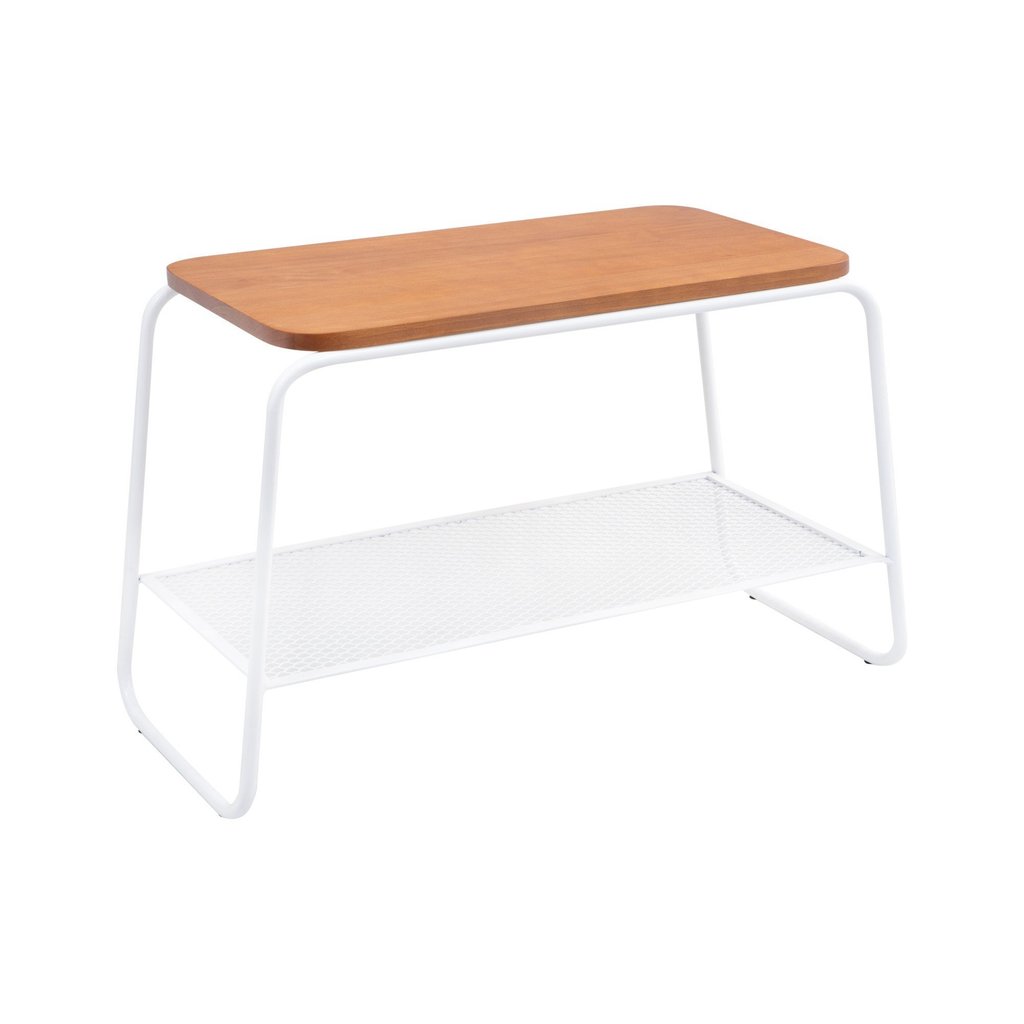 Mesa Lateral Letti Banco Sapateira Industrial Elegante Branco/Nozes Branco/ Nozes