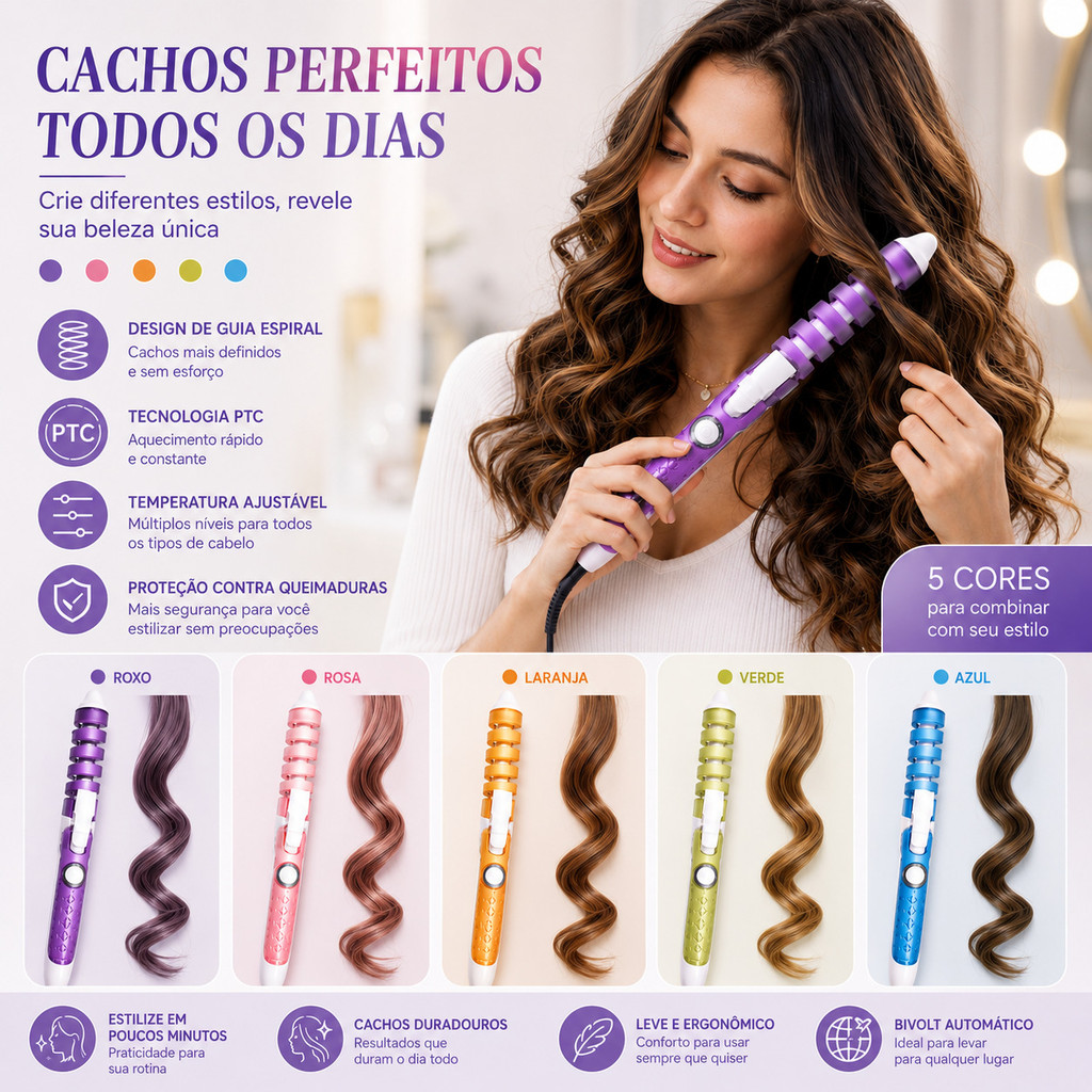 Babyliss Automático Ufree Bivolt 110/220V – Modelador Profissional de Cachos com Aquecimento Rápido---WJ