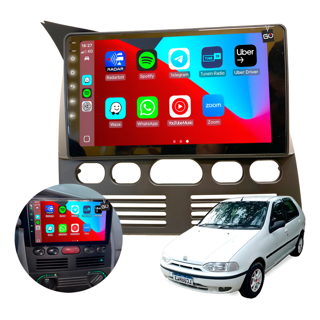 Multimidia Mp10 Palio G1 Fiasa 9poleg Carplay Espelhamento