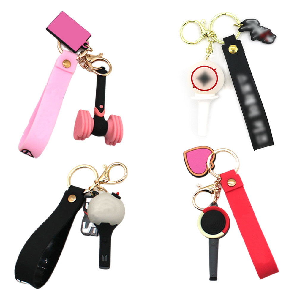 kpop Ídolo Straykids ENHYPEN BTS Duas Vezes BLACKPINK Luz Vara Chaveiro Macio PVC Mini Ventilador Suporte Pingente