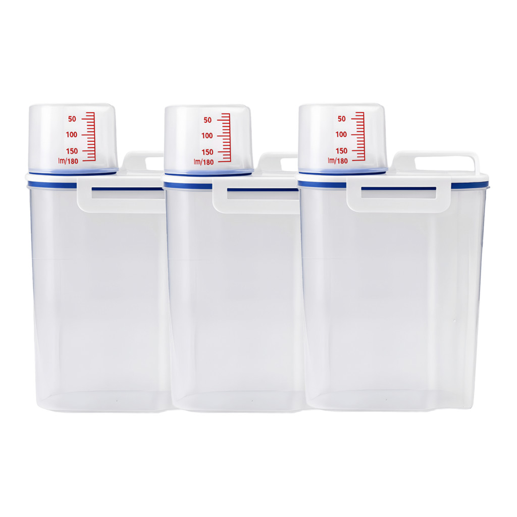 Kit 3 Potes Herméticos Com Medidor 2,5L Arroz Grãos Ração