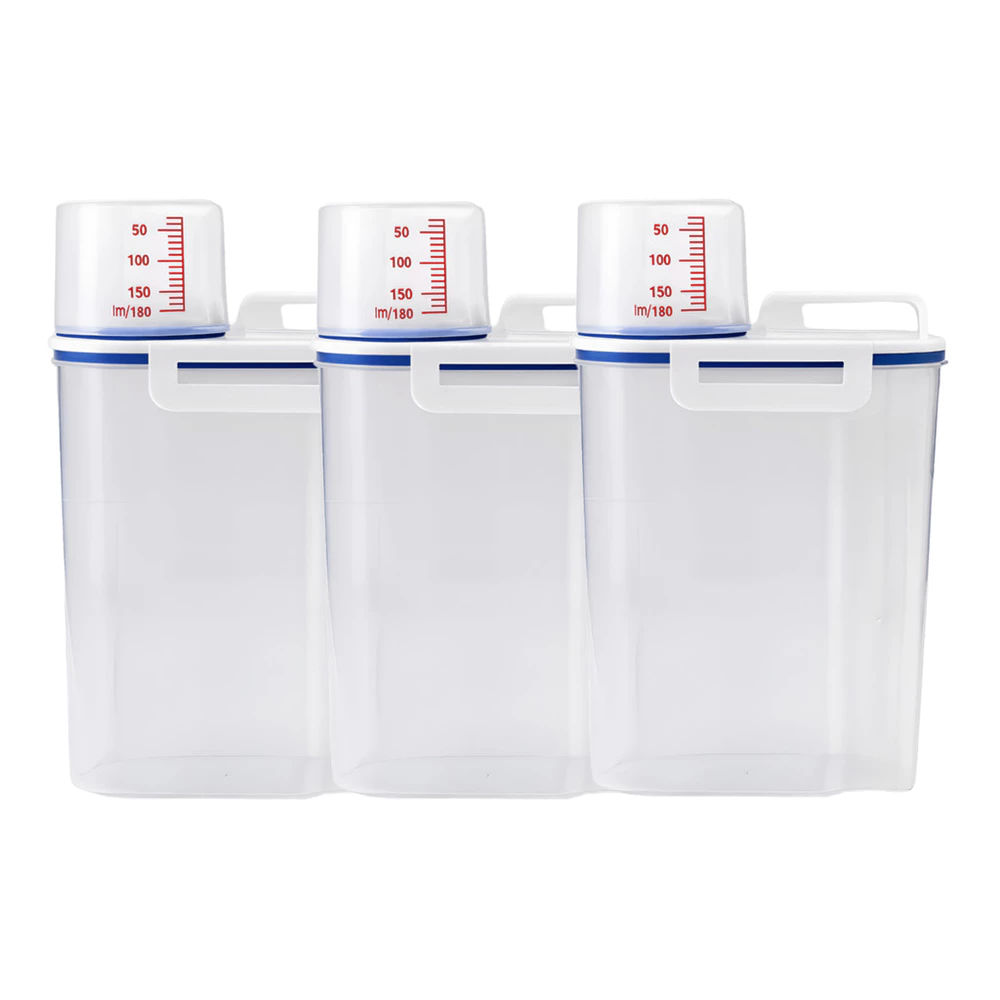 Kit 3 Potes Herméticos Com Medidor 2,5L Arroz Grãos Ração