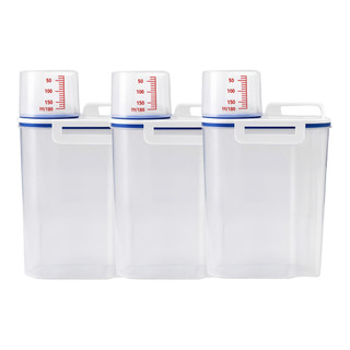 Kit 3 Potes Herméticos Com Medidor 2,5L Arroz Grãos Ração