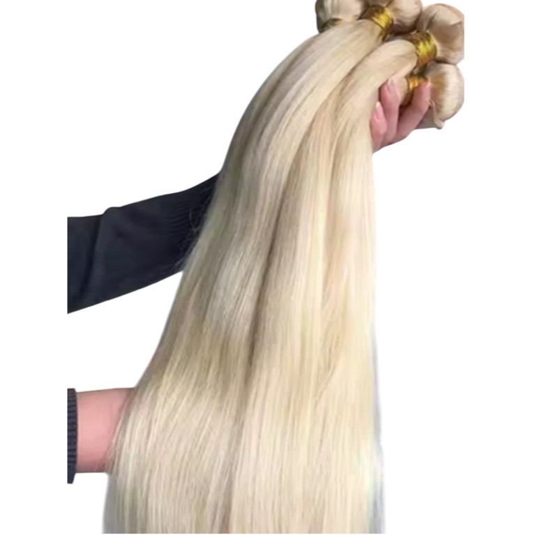 Aplique de Cabelo na Tela Mega Hair Natural Fibra Russa Liso Loiro Claríssimo 613 60cm Premium Bella Hair