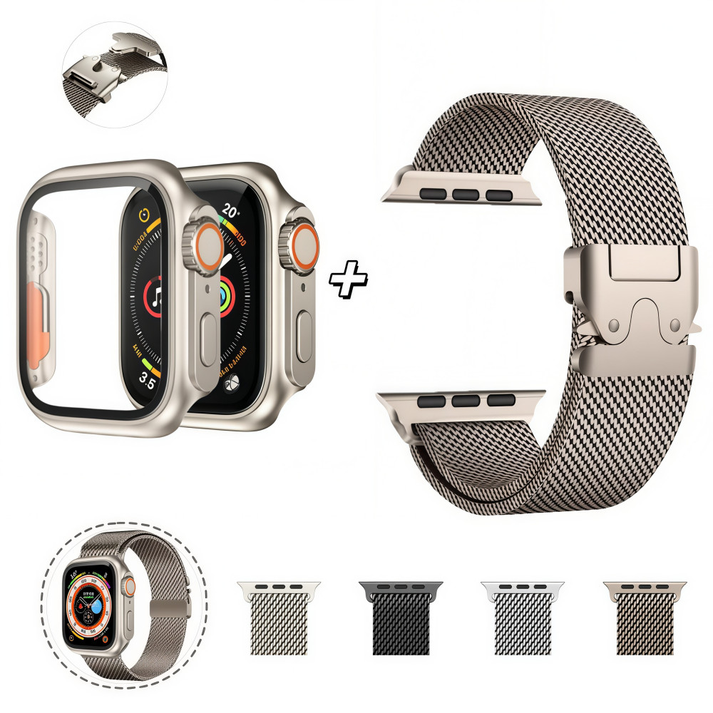 Kit Mudar Para Ultra Capa+Milanesa Metal Pulseira Para Apple Watch 10 11 46mm 42