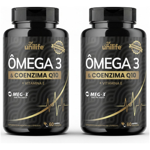 Ômega 3 Coenzima Q10 + Vitamina E Kit 2 60 Cápsulas Unilife
