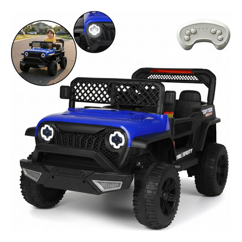 Mini Quadriciclo Infantil Jipe 12V Recarregável com LED e Música ATV Azul Com Controle Remoto