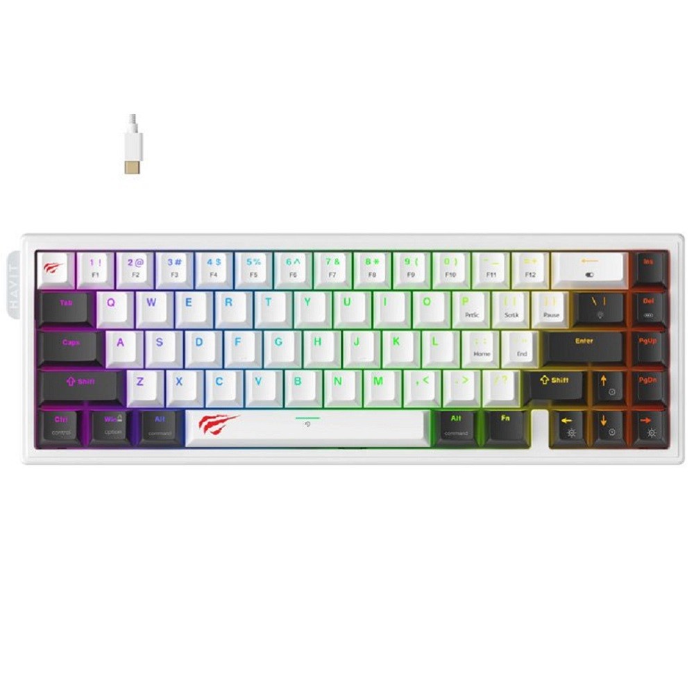 Teclado Gamer Mecânico Havit KB900L RGB com Interruptor Magnético Branco e Preto em Oferta na Shopee