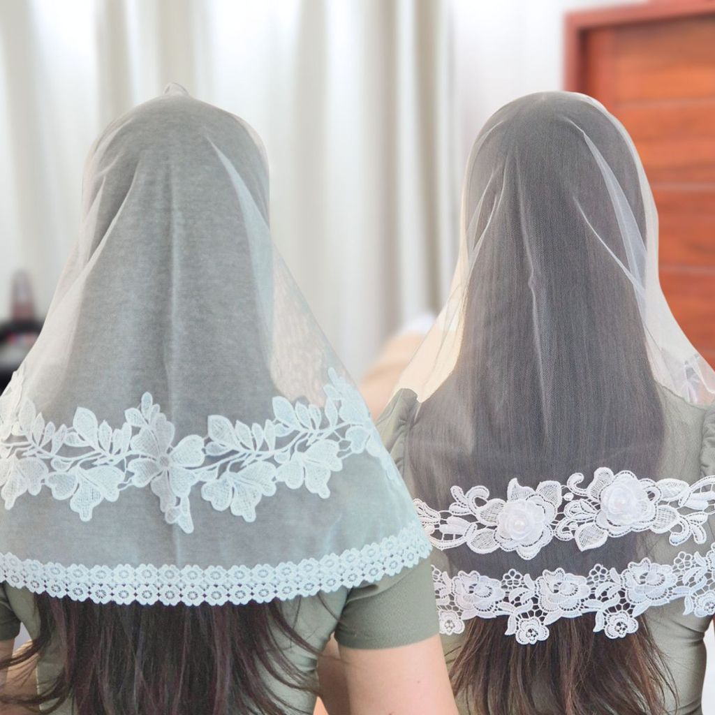 Véu CCB Vários Tamanhos Diversos Modelos Renda Guipir Floral Adulto com Aplique em Oferta na Shopee