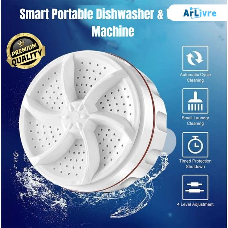 Mini máquina de lavar roupas toalha balde portátil lavagem ultrassônica USB branco lavar louça com USB em Oferta na Shopee