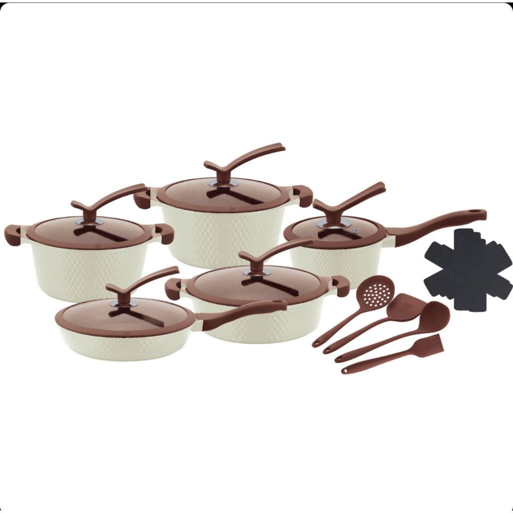 Conjunto Jogo De Panelas Antiaderente Revestido em Cerâmica Gás Indução 12 Peças em Oferta na Shopee