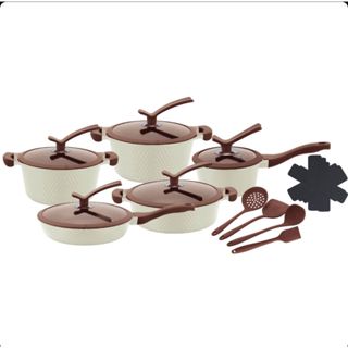 Conjunto Jogo De Panelas Antiaderente Revestido em Cerâmica Gás Indução 12 Peças em Oferta na Shopee